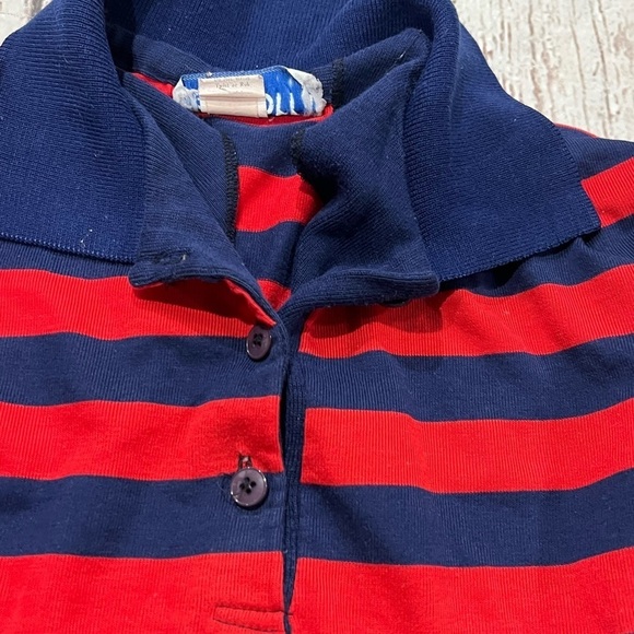 Vinage Polo Rugby Style Red and Blue Long Sleeve Casual Shirt - Picture 2 of 7
